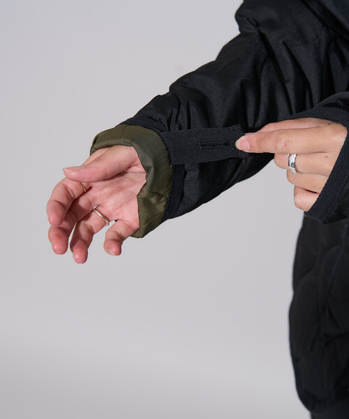 PUBLUX（パブリュクス）の「TAION/タイオン MILITARY W-ZIP V NECK DOWN JK　限定展開/ミリタリー ダブルジップ Vネック ダウン ジャケット（ダウンジャケット/コート・レディース・オリーブ/ブラック・LARGE/MEDIUM/X-LARGE）」の3枚目の写真