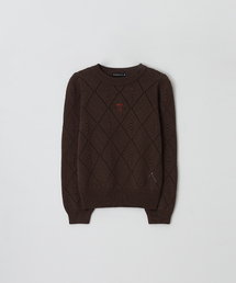 DIAMOND PATTERN LONG SLEEVE KNIT BROWN