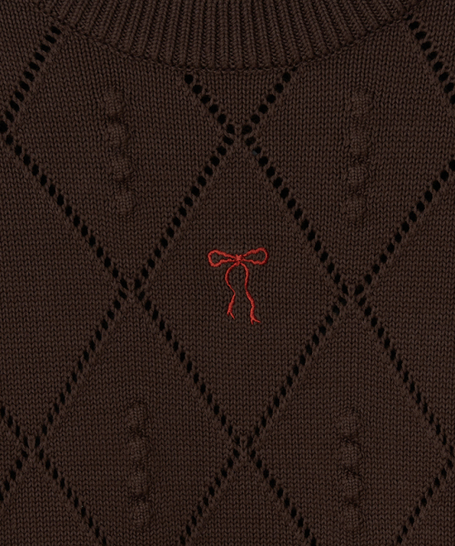 RONRON(ロンロン)の「DIAMOND PATTERN LONG SLEEVE KNIT BROWN(ニット/セーター・レディース・その他・FREE)」の4枚目の写真