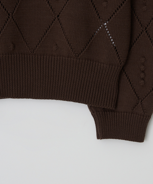 RONRON(ロンロン)の「DIAMOND PATTERN LONG SLEEVE KNIT BROWN(ニット/セーター・レディース・その他・FREE)」の6枚目の写真