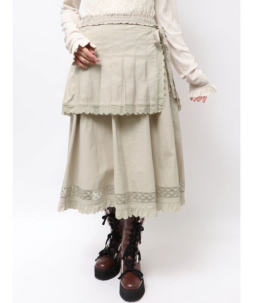 merry jenny(メリージェニー)の「pleats apron layered skirt(スカート・レディース・オフホワイト/ベージュ・FREE)」の11枚目の写真