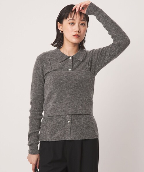 セール】ポロニット カーディガン × ビスチェ ニット セット（ニット