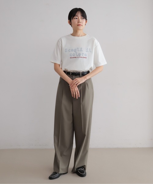 Blanc Bleu Minuit(ブランブルーミニュイ)の「フロッキーロゴPT クルーネックTEE(Tシャツ/カットソー・レディース・グレー/ホワイト・FREE)」の10枚目の写真