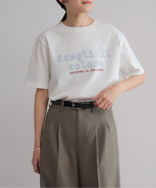 Blanc Bleu Minuit(ブランブルーミニュイ)の「フロッキーロゴPT クルーネックTEE(Tシャツ/カットソー・レディース・グレー/ホワイト・FREE)」の9枚目の写真
