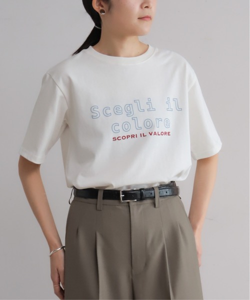Blanc Bleu Minuit(ブランブルーミニュイ)の「フロッキーロゴPT クルーネックTEE(Tシャツ/カットソー・レディース・グレー/ホワイト・FREE)」の4枚目の写真