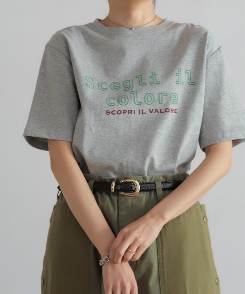 Blanc Bleu Minuit(ブランブルーミニュイ)の「フロッキーロゴPT クルーネックTEE(Tシャツ/カットソー・レディース・グレー/ホワイト・FREE)」の14枚目の写真