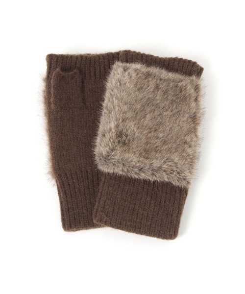 GLOBAL WORK（グローバルワーク）の「ファーニットアームウォーマー/606873（手袋・レディース・ライトグレー/ダークブラウン/チャコールグレー・FREE）」の3枚目の写真