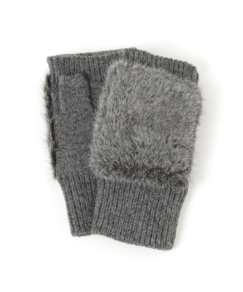 GLOBAL WORK（グローバルワーク）の「ファーニットアームウォーマー/606873（手袋・レディース・ライトグレー/ダークブラウン/チャコールグレー・FREE）」の2枚目の写真