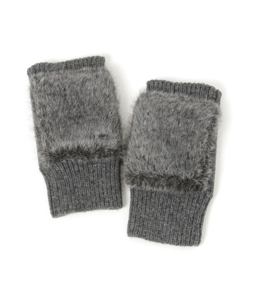 GLOBAL WORK（グローバルワーク）の「ファーニットアームウォーマー/606873（手袋・レディース・ライトグレー/ダークブラウン/チャコールグレー・FREE）」の4枚目の写真