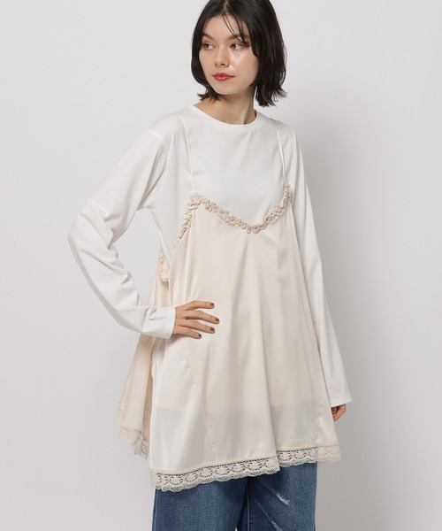 niko and...(ニコアンド)の「【WILLIAM B.ELIOTT】レイヤードレースキャミ(キャミソール・レディース・クリーム/ブラック・FREE)」の10枚目の写真