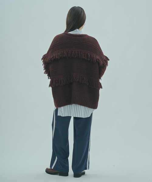 ROSE BUD(ローズバッド)の「(GENE HEAVENS)FRINGE KNIT CARDIGAN(カーディガン/ボレロ・レディース・グリーン/ブラウン・ONE SIZE)」の8枚目の写真