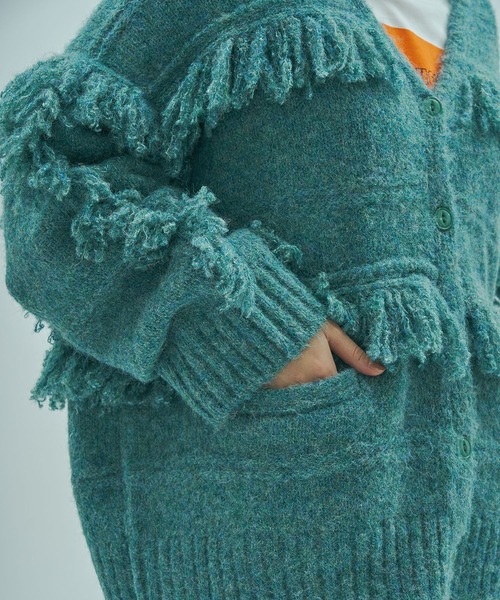 ROSE BUD(ローズバッド)の「(GENE HEAVENS)FRINGE KNIT CARDIGAN(カーディガン/ボレロ・レディース・グリーン/ブラウン・ONE SIZE)」の16枚目の写真