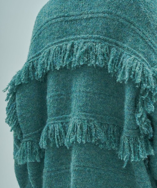 ROSE BUD(ローズバッド)の「(GENE HEAVENS)FRINGE KNIT CARDIGAN(カーディガン/ボレロ・レディース・グリーン/ブラウン・ONE SIZE)」の17枚目の写真