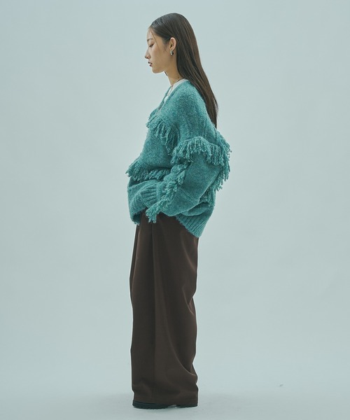 ROSE BUD(ローズバッド)の「(GENE HEAVENS)FRINGE KNIT CARDIGAN(カーディガン/ボレロ・レディース・グリーン/ブラウン・ONE SIZE)」の13枚目の写真