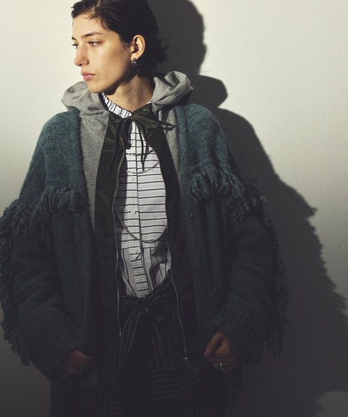 ROSE BUD(ローズバッド)の「(GENE HEAVENS)FRINGE KNIT CARDIGAN(カーディガン/ボレロ・レディース・グリーン/ブラウン・ONE SIZE)」の19枚目の写真