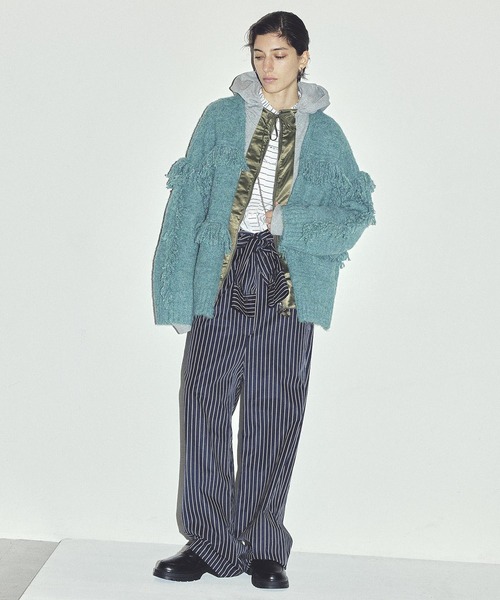 ROSE BUD(ローズバッド)の「(GENE HEAVENS)FRINGE KNIT CARDIGAN(カーディガン/ボレロ・レディース・グリーン/ブラウン・ONE SIZE)」の20枚目の写真