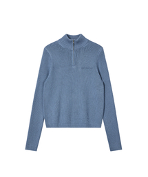 SLIM FIT HALF ZIP-UP KNIT - LIGHT BLUE