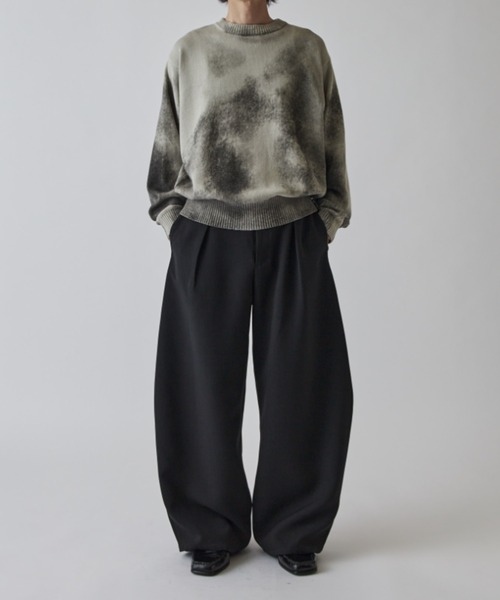 Lui's（ルイス）の「スプレープリントクルーネックニット（ニット/セーター・メンズ・オフホワイト/ブルー/ライトグレー/ライム・S/M）」の16枚目の写真