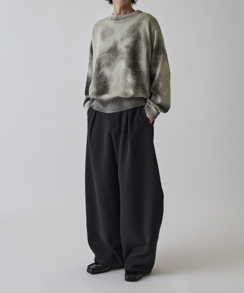 Lui's（ルイス）の「スプレープリントクルーネックニット（ニット/セーター・メンズ・オフホワイト/ブルー/ライトグレー/ライム・S/M）」の17枚目の写真