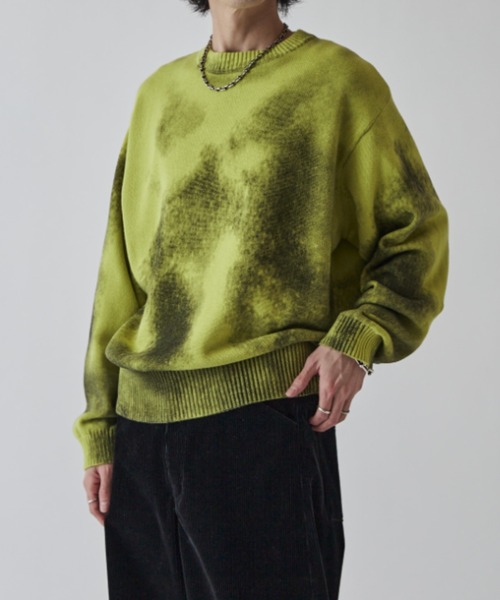 Lui's（ルイス）の「スプレープリントクルーネックニット（ニット/セーター・メンズ・オフホワイト/ブルー/ライトグレー/ライム・S/M）」の20枚目の写真