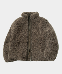 PLACE STUDIO（プレイススタジオ）の「High-neck soft fur women's pullover oversized zip-up jacket [brown]（ムートンコート）」