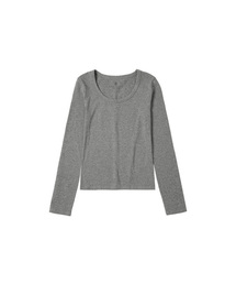 SITP5119 スクープネックコットンテンションTシャツ_メランジェグレー