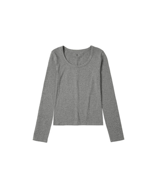 SIYAZU(シヤジュ)の「SITP5119 スクープネックコットンテンションTシャツ_メランジェグレー(Tシャツ/カットソー・レディース・チャコールグレー・ONE)」の1枚目の写真