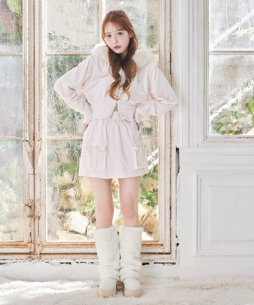 one after another NICE CLAUP（ワンアフターアナザーナイスクラップ）の「セットアップ対応可/リボンカットミニスカート（スカート・レディース・サックスブルー/チャコールグレー/アイボリー系/ピンク系・FREE）」の22枚目の写真