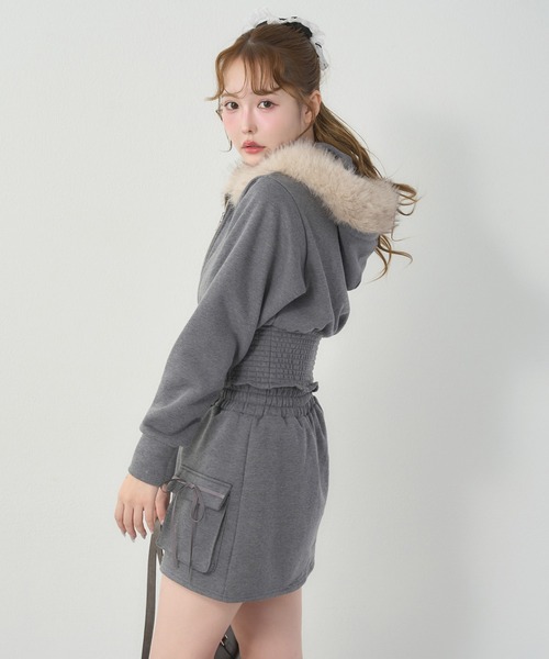 one after another NICE CLAUP（ワンアフターアナザーナイスクラップ）の「セットアップ対応可/リボンカットミニスカート（スカート・レディース・サックスブルー/チャコールグレー/アイボリー系/ピンク系・FREE）」の11枚目の写真