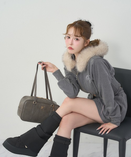 one after another NICE CLAUP（ワンアフターアナザーナイスクラップ）の「セットアップ対応可/リボンカットミニスカート（スカート・レディース・サックスブルー/チャコールグレー/アイボリー系/ピンク系・FREE）」の14枚目の写真