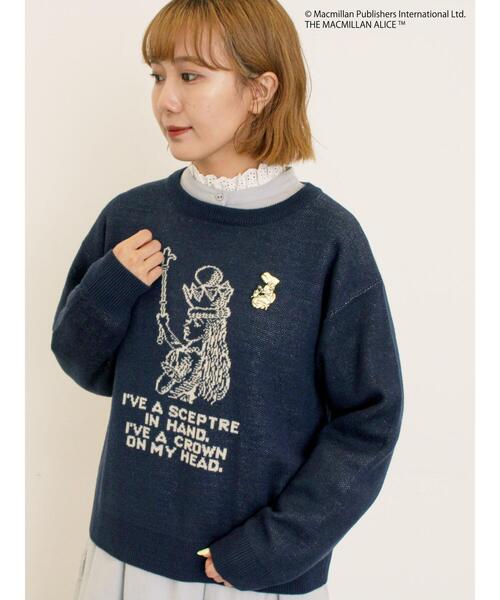 Samansa Mos2（サマンサ モスモス）の「【Alice×Samansa Mos2】ジャカードニット（ニット/セーター・レディース・サックスブルー/キナリ/ネイビー・F）」の2枚目の写真