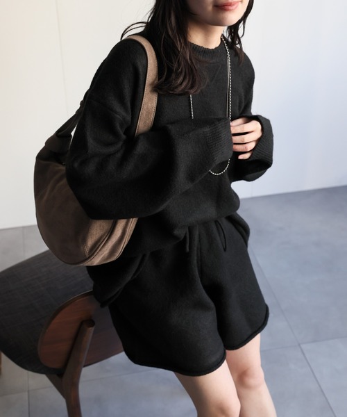 セール】【セットアップ】ニットプルオーバー＋ニットショートパンツ