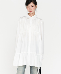 シャーリングシャツワンピース