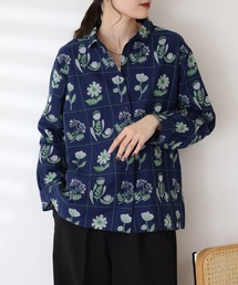EMAGO お花とライン刺繍シャツ 長袖
