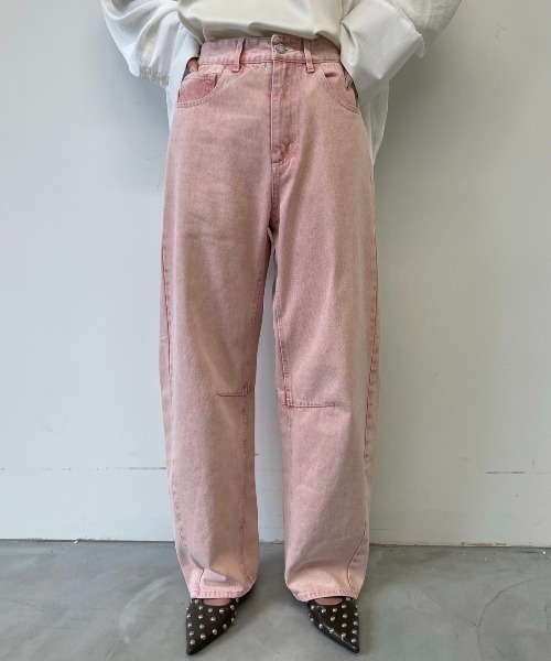 AIC.(エーアイシー)の「カーブダーツレッグカラーデニムパンツ(デニムパンツ・レディース・イエロー/グレー/ピンク・FREE)」の1枚目の写真