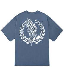 KTPN0194 スカルハンドピグメント半袖Tシャツ - ブルー