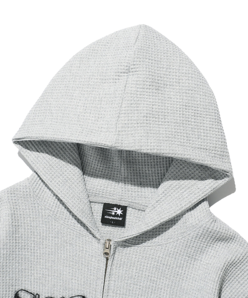 NICE GHOST CLUB(ナイスゴーストクラブ)の「SKULL RIBBON WAFFLE HOODIE ZIP UP_GREY(NG2EFUM482A)(パーカー・レディース・グレー・SMALL/MEDIUM/LARGE)」の3枚目の写真