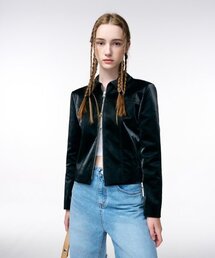 Shimmer Leather Jacket Black