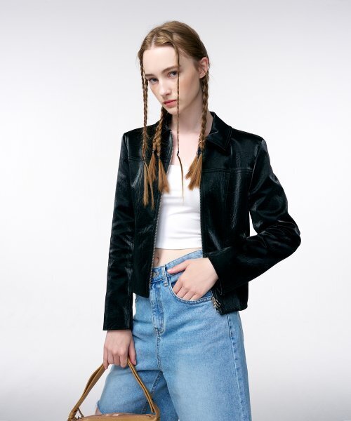 ETMON(エトモン)の「Shimmer Leather Jacket Black(ライダースジャケット・レディース・その他・MEDIUM)」の3枚目の写真