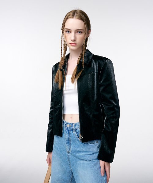 ETMON(エトモン)の「Shimmer Leather Jacket Black(ライダースジャケット・レディース・その他・MEDIUM)」の4枚目の写真