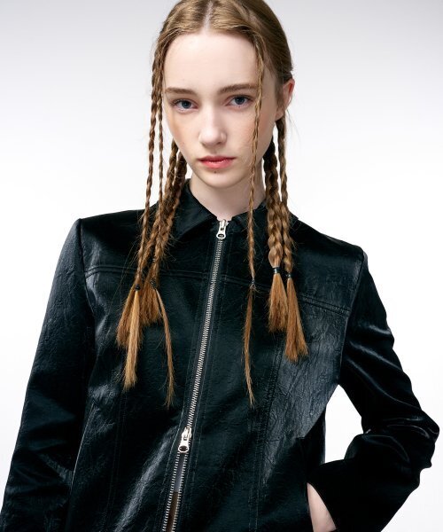 ETMON(エトモン)の「Shimmer Leather Jacket Black(ライダースジャケット・レディース・その他・MEDIUM)」の6枚目の写真