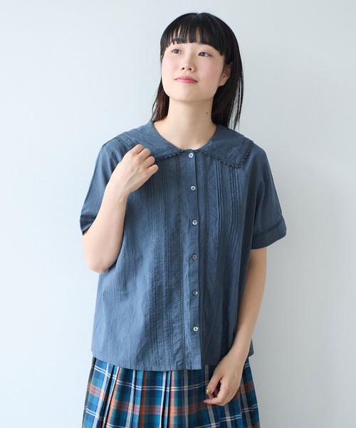 bulle de savon（ビュルデサボン）の「antique lace sailor ブラウス（シャツ/ブラウス・レディース・チャコールグレー/ホワイト・FREE）」の2枚目の写真