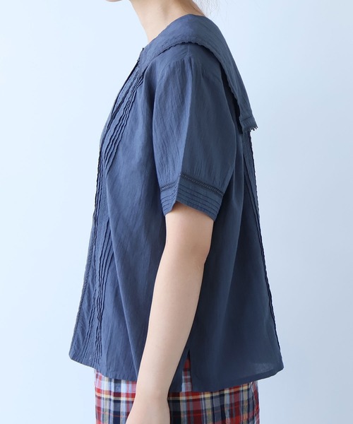 bulle de savon（ビュルデサボン）の「antique lace sailor ブラウス（シャツ/ブラウス・レディース・チャコールグレー/ホワイト・FREE）」の21枚目の写真