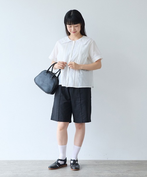 bulle de savon（ビュルデサボン）の「antique lace sailor ブラウス（シャツ/ブラウス・レディース・チャコールグレー/ホワイト・FREE）」の9枚目の写真