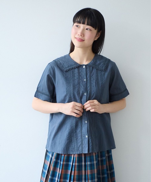 bulle de savon（ビュルデサボン）の「antique lace sailor ブラウス（シャツ/ブラウス・レディース・チャコールグレー/ホワイト・FREE）」の12枚目の写真