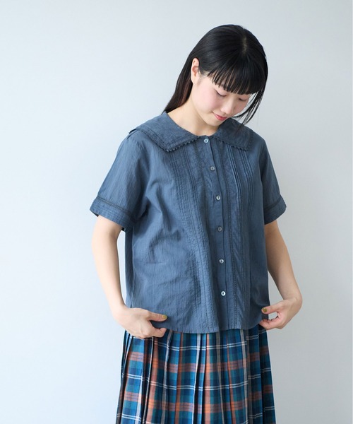 bulle de savon（ビュルデサボン）の「antique lace sailor ブラウス（シャツ/ブラウス・レディース・チャコールグレー/ホワイト・FREE）」の13枚目の写真