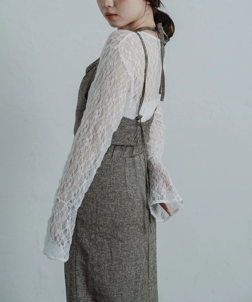 merrylatte(メリーラテ)の「tweed halter cami one-piece(ワンピース・レディース・ブラウン・FREE)」の16枚目の写真