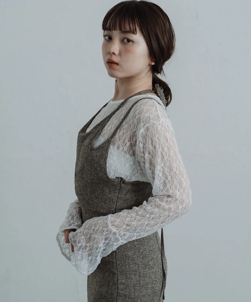 merrylatte(メリーラテ)の「tweed halter cami one-piece(ワンピース・レディース・ブラウン・FREE)」の14枚目の写真