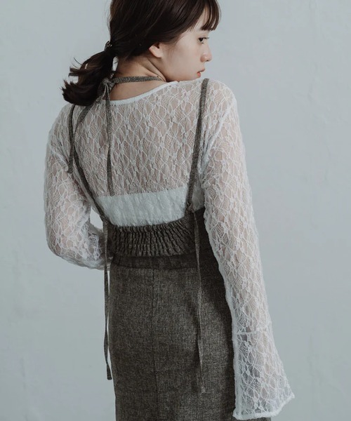 merrylatte(メリーラテ)の「tweed halter cami one-piece(ワンピース・レディース・ブラウン・FREE)」の13枚目の写真