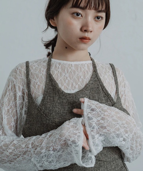 merrylatte(メリーラテ)の「tweed halter cami one-piece(ワンピース・レディース・ブラウン・FREE)」の12枚目の写真